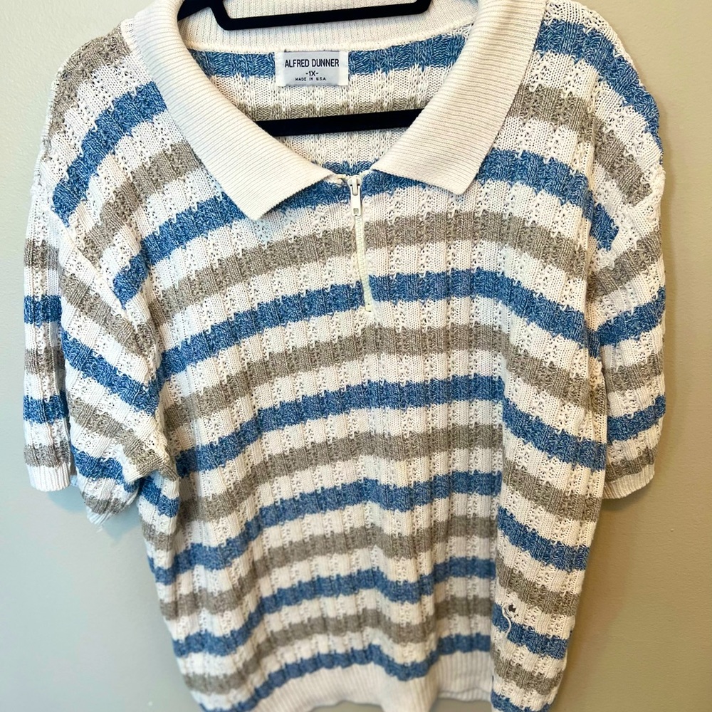 CLOSET CLEAR OUT!!! VTG Alfred Dunner Striped Zip-Up Top with Collar  -1x